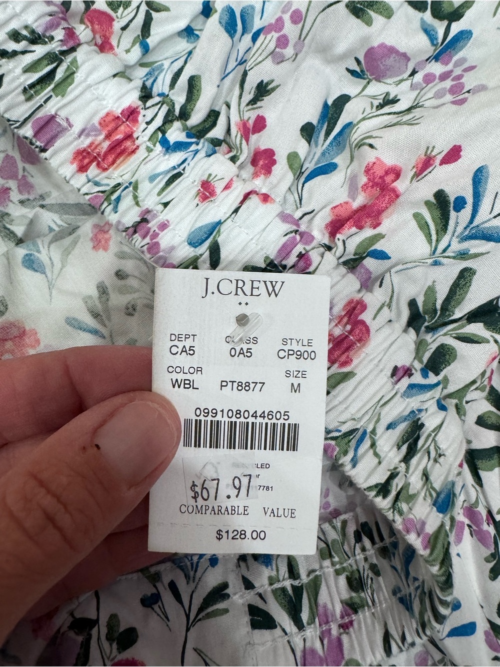 J. Crew White Floral Maxi Dress with Pink, Blue & Green Print